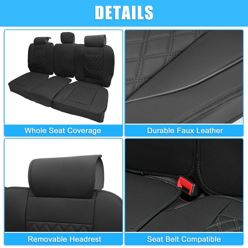 Unique Bargains Car Rear Seat Covers for Dodge for Ram 1500 3 Pcs, 5 of 7