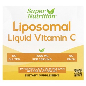 Super Nutrition Liposomal Liquid Vitamin C, Unflavored, 1,000 mg, 30 Packets, 0.17 fl oz (5 ml) Each - 1 of 3