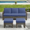 POCASSY 75" Wide Outdoor Sofa Outdoor Furniture Sets, All-Weather Brown Wicker Rattan Outdoor Couch with Ottomans and Cushions for Porch Balcony - 2 of 4