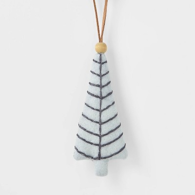 Felt Tree with Stitching Detail Christmas Tree Ornament Blue/Black - Wondershop™