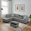 3-Piece Set Of Brown Grey Linen Combination Sofa L-Shaped Living Room Sofa - 3 of 4