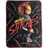 Child's Play Throw Blanket Snitches Get Stitches Soft Fleece Plush Blanket With Buttons 45" x 60" - 3 of 4