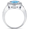 Pompeii3 4 3/4 Ct Oval Blue Topaz Diamomnd Halo Ring 14k White Gold - 3 of 4