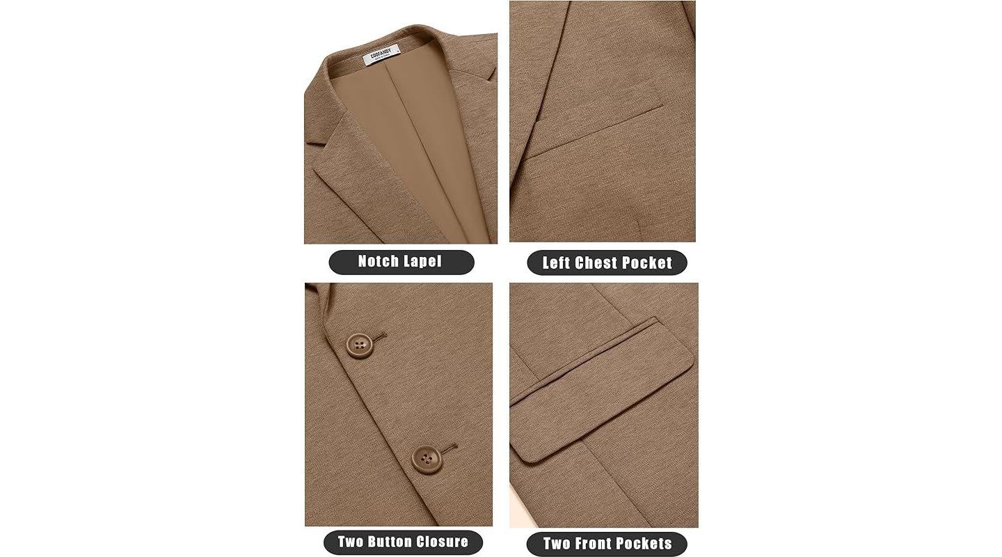 Мужской пиджак COOFANDY Casual Knit Blazer Stretch Slim Fit Sport Coat Two Button Lightweight Suit Jackets Light Grey, цвет: Светлый серый — фото 5