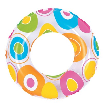 Pool Central 24" Circle Print Inflatable 1-Person Swimming Pool Inner Tube Ring Float - White