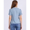 INSPIRE CHIC Women's Elegant Puff Sleeve Polka Dots Peter Pan Collar Vintage Shirt Top - 4 of 4