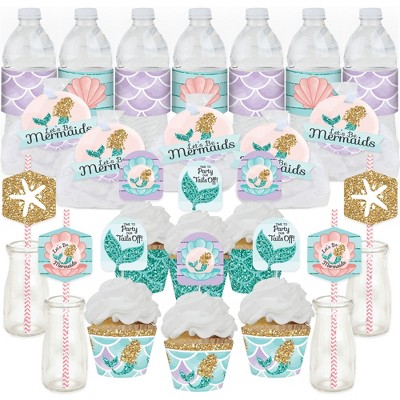 Big Dot of Happiness Let's Be Mermaids - Baby Shower or Birthday Party Favors and Cupcake Kit - Fabulous Favor Party Pack - 100 Pieces