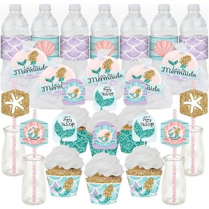 Big Dot of Happiness Let's Be Mermaids - Baby Shower or Birthday Party Favors and Cupcake Kit - Fabulous Favor Party Pack - 100 Pieces - 1 of 4