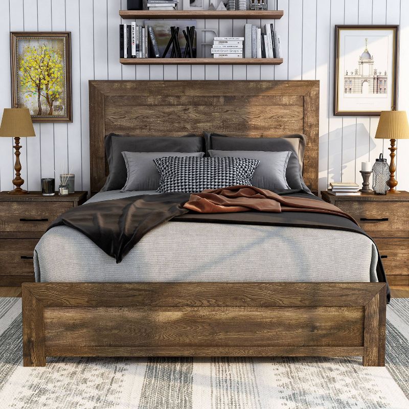 Culver Rustic Low Profile Bed Frame Walnut - miBasics, 3 of 7