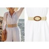 INSPIRE CHIC Women's Straw Rattan Oval Wooden Buckle Elastic Woven Wide Stretch Belts - 4 of 4