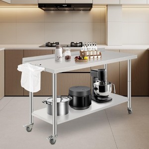 60X24x35 Inch Stainless Steel Work Table with Double Shelf, Heavy Duty Prep Station for Kitchen Restaurant or Garage Storage - 1 of 4