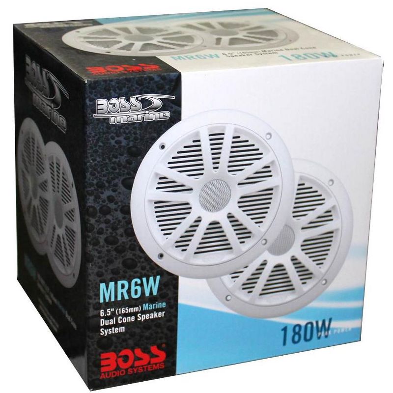 2) New Boss Audio MR6W 6.5" 180W Dual Cone Marine/Boat Speakers Stereo- White, 5 of 7