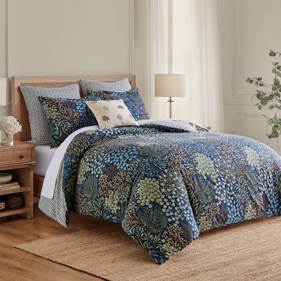 English Forest Navy Cotton Full/Queen Duvet Cover Set