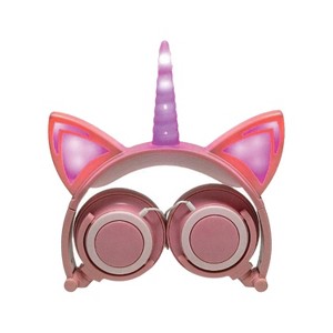 SoundBound Sparkle-Style CAT Unicorn LIGHT UP LED Over Ear Wired Headphones - 1 of 2