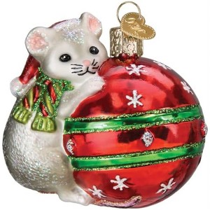 Old World Christmas Blown Glass Ornament for Christmas Tree, Playful Christmas Mouse - 1 of 4