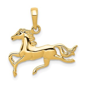 Black Bow Jewelry 14k Yellow Gold Polished Running Horse Pendant, 20mm - 1 of 4
