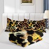 Gold Leopard Comforter Set Full Size – 3Pcs Abstract Cheetah & Floral Bedding with Geometric Design, Wildlife Quilt Set for Women Adults - 4 of 4