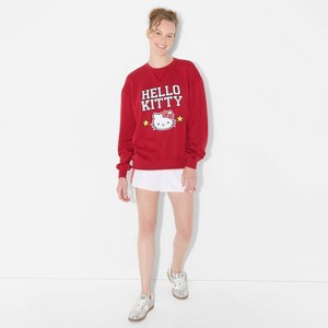 Women's Hello Kitty Oversized Graphic Sweatshirt - Red - 1 of 3