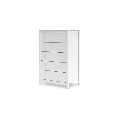 White Matte 5-Drawer Transitional Tall Dresser