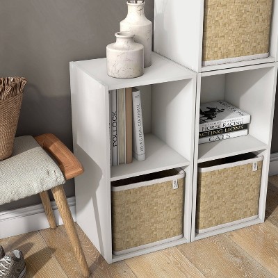 White 2-Shelf Stackable Cube Bookcase with Closed Back