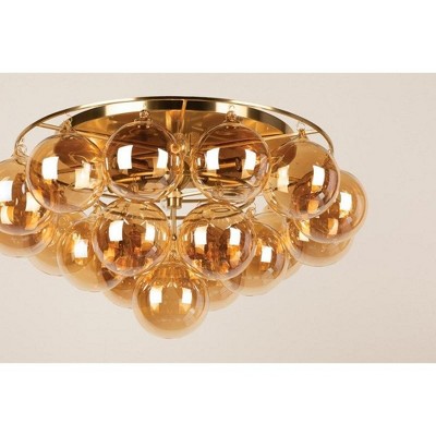 Aged Brass 6-Light Globe Glass Flush Mount