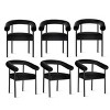 Set of 6 Velvet Upholstered Dining Armchairs, Comfortable Curved Back Chairs with Arms for Large Tables, Kitchen or Guest Seating-Maison Boucle - 3 of 4