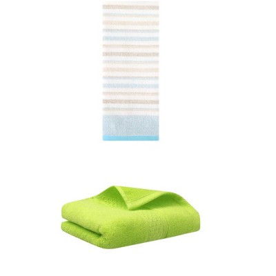 REGALWOVEN Striped Pattern Cotton Bathroom Hand Towel for Face Hair 13" x 30"/13" x 27" 2 Packs