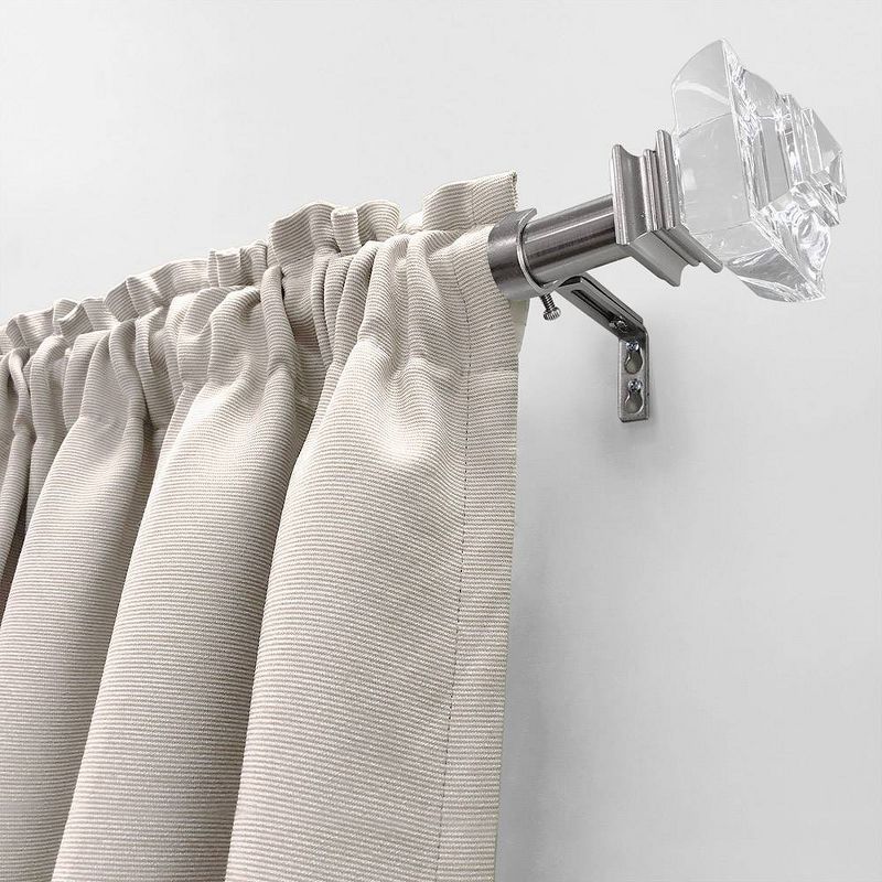 Decorative Drapery Curtain Rod with Crystal Square Finials Brushed Nickel - Lumi Home Furnishings, 3 of 7