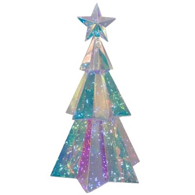 Kurt Adler Pre-Lit Cool White LED Holographic Iridescent Christmas Tree, 15in