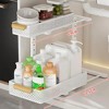 Under Sink Organizer, Pull Out Kitchen Storage - 2 Tier Sliding Metal Basket with Adjustable Shelves, Fits Bathroom & Kitchen Cabinets, White - 3 of 4