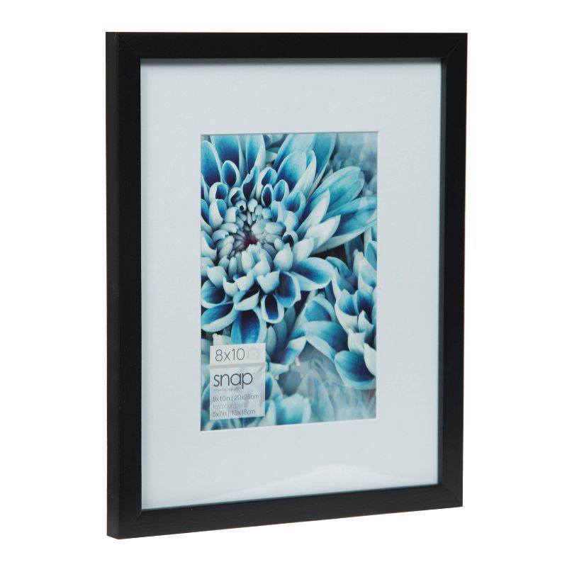 SNAP 8&#34;x10&#34; Black Tabletop and Wall Picture Frame with 5&#34;x7&#34; Single White Mat Opening, 2 of 5