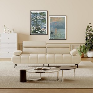 86'' Futon Sofa Bed, 3 Seater PU Faux Leather Futon Sleeper Couches Sofa with Adjustable Sofa Backrest and 6-position adjustable headrest - 1 of 4