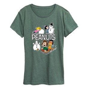 Women's - Peanuts - Winter Stickers Short Sleeve Graphic T-Shirt - 1 of 4