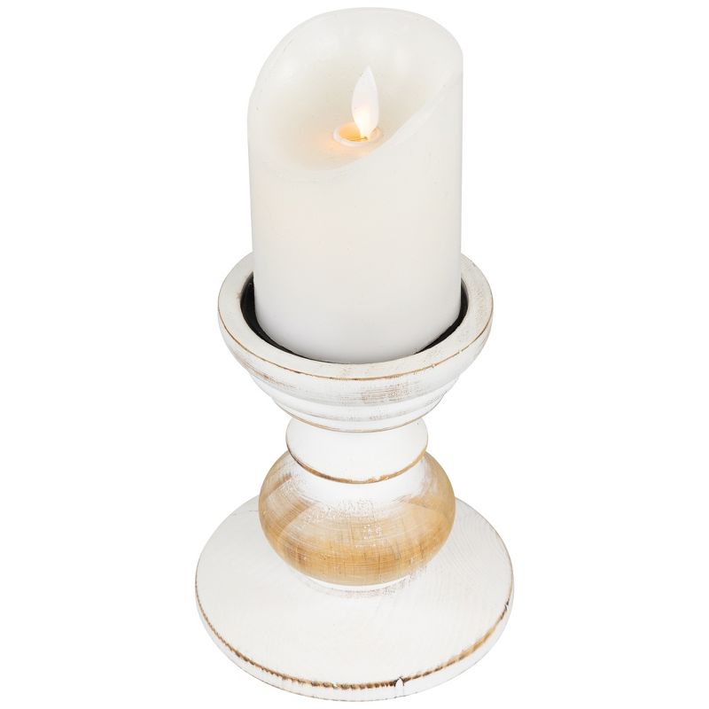 Northlight Wooden Pedestal Pillar Candle Holder - 5.5" - Brushed White, 3 of 6
