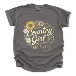 Country Girl Rope Watercolor  - Womens Garment Dyed Graphic T-Shirt - 1 of 4