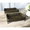 HomeRoots Set of Two Brown And Gray Rattan Hand Finished Serving Tray With Handles - 2 of 4