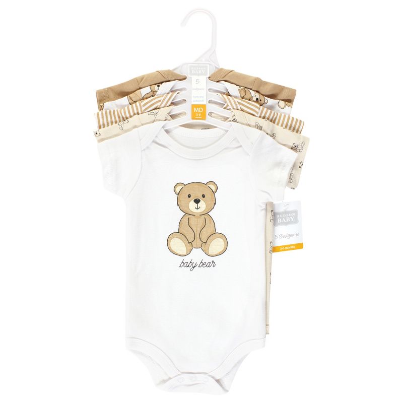 Hudson Baby Cotton Bodysuits, Teddy Bears 5-Pack, 2 of 8