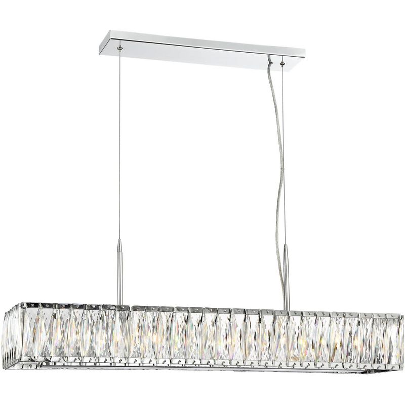 Possini Euro Design Sera Chrome Silver Linear Pendant Chandelier 33 1/2" Wide Modern Clear Crystal 5-Light Fixture for Dining Room Kitchen Island Home, 1 of 9