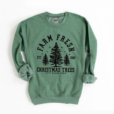 Simply Sage Market Women's Graphic Sweatshirt Farm Fresh Christmas Trees Stars
