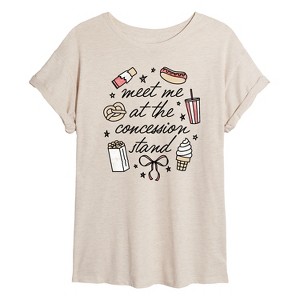 Women's - Instant Message - Meet Me Concession Stand Oversized Graphic T-Shirt - 1 of 4
