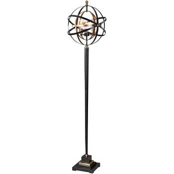 Uttermost Industrial Floor Lamp 72" Tall Oil Rubbed Bronze Gold Leaf Iron Sphere Shade for Living Room Reading House Bedroom Home