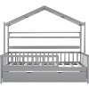 Acekool Twin Size House Bed with Drawers & Storage Shelves, Roof & Fence Rails, Playhouse Tent Bed Frame for Kids, Teens, Boys, Girls, Grey - 3 of 4