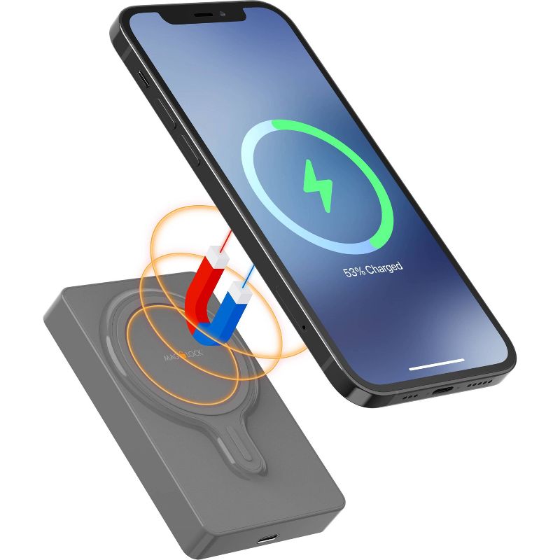 myCharge Maglock 6k 6000mAh/12W Wireless Charger + USB-C Port Power Bank &#8211; Graphite Gray, 3 of 8