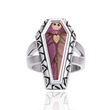 Disney The Nightmare Before Christmas Womens Jack Skellington Coffin-Shaped Ring - Size 7