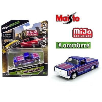 Maisto 1:64 1987 Chevrolet 1500 Lowriders – Metallic Blue – Design Lowriders – Hobby Exclusives Limited Edition 3,600 Pieces