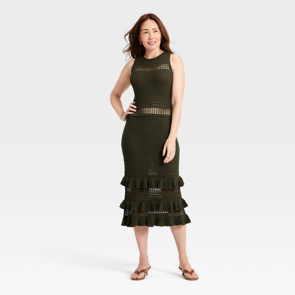 Women's Ruffle Sweater Midi Dress - A New Day™ - thumbnail 7