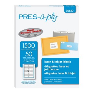 Pres-A-Ply Laser File Folder Labels 2/3 x 3 7/16 White 1500/Box 30632 - 1 of 4