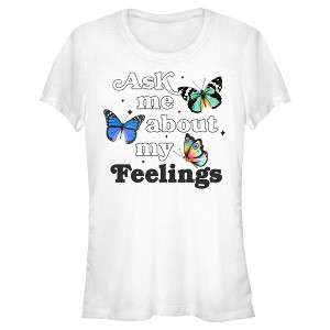 Juniors Womens Lost Gods My Feelings Butterflies T-Shirt - 1 of 4