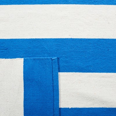 Montauk Blue and White Cotton Hand Woven Area Rug