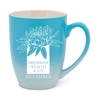 Elanze Designs Friendship Wealth And Joy Two Toned Ombre Matte Teal and White 12 ounce Ceramic Stoneware Coffee Cup Mug